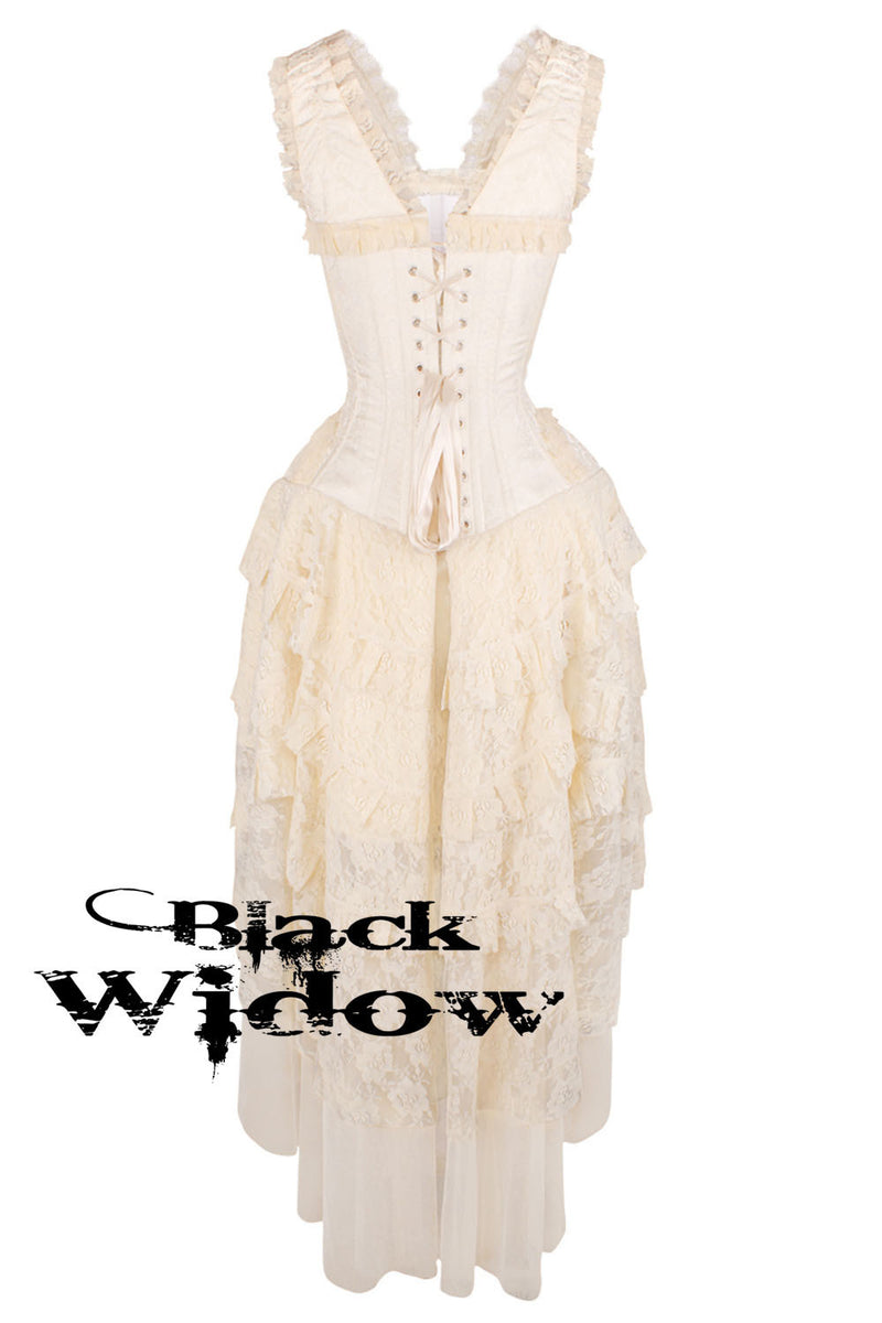Victorian Inspired Corset Dress Cream Brocade – Blackwidowlondon