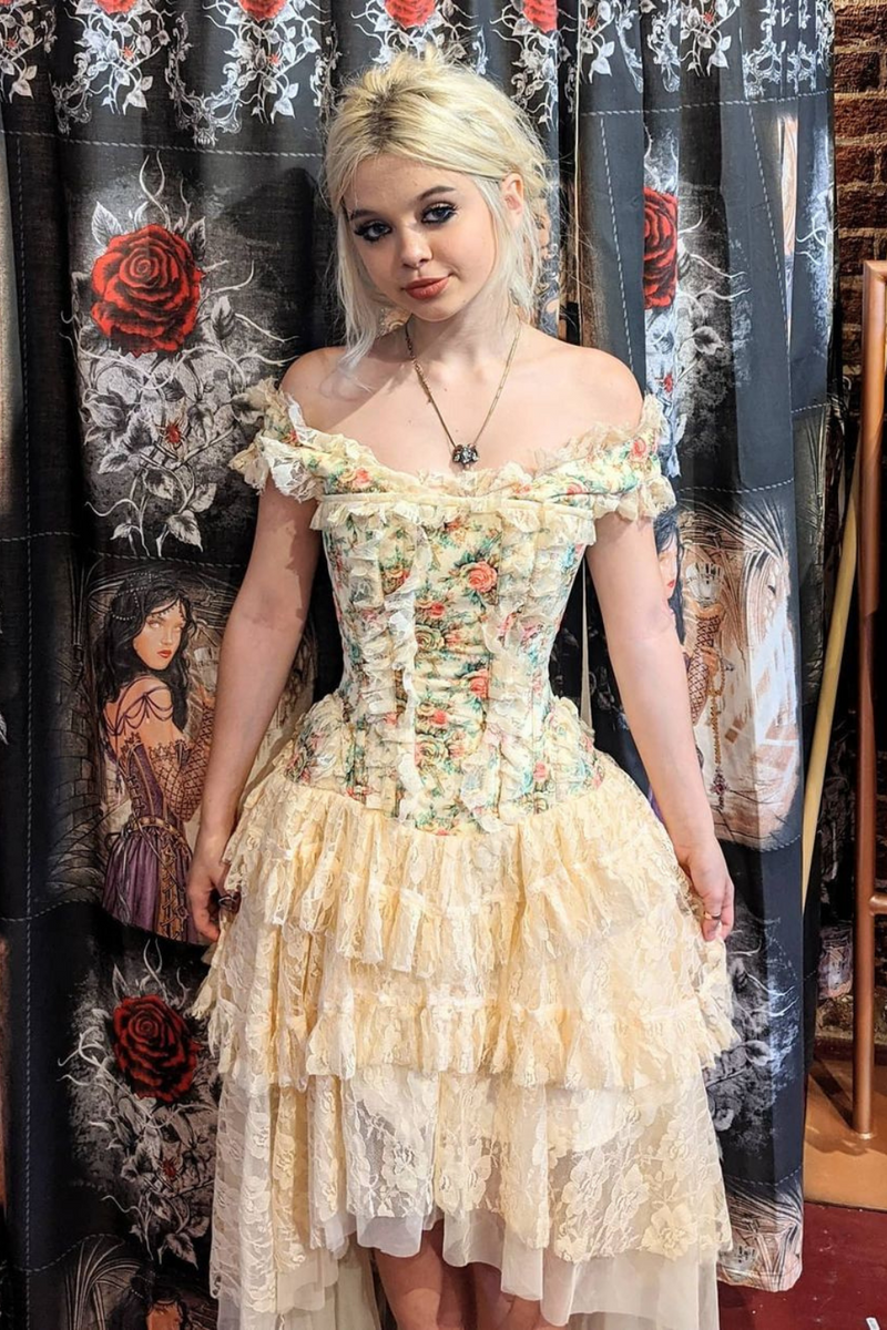 Victorian Inspired Floral Corset Dress – Blackwidowlondon