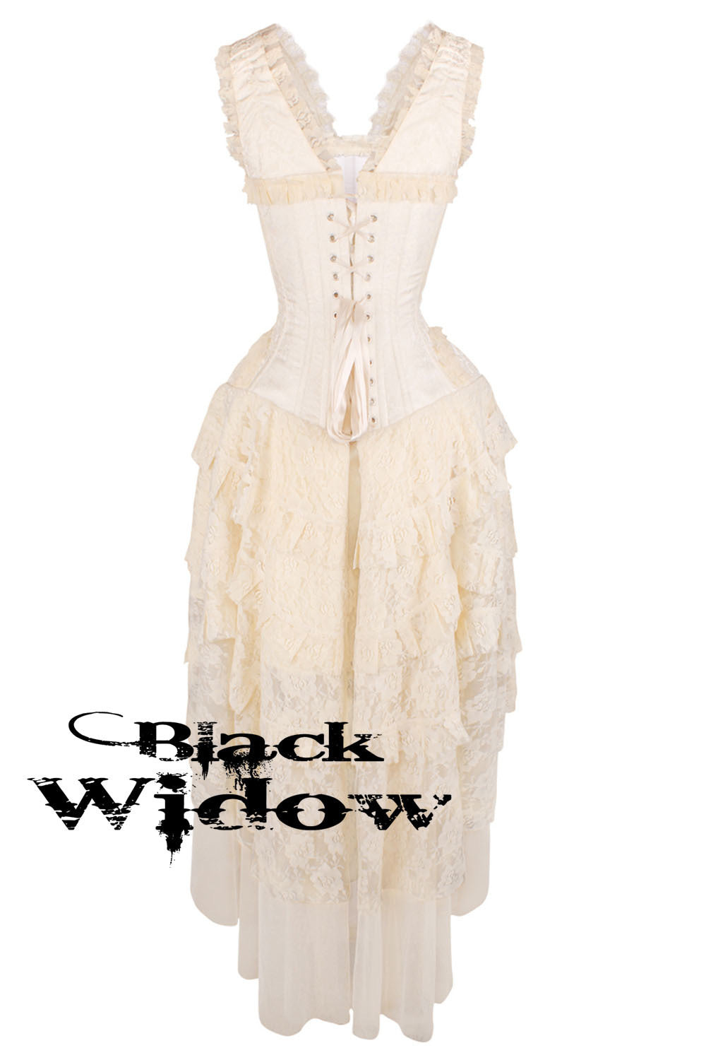 victorian white corset dress Ivory Patterned Victorian Corset Dress