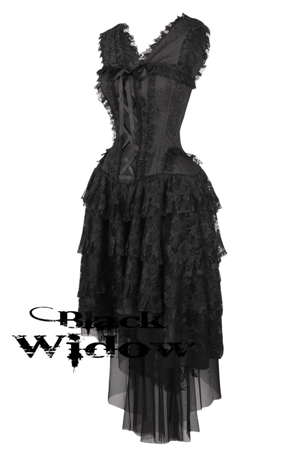 Victorian Inspired Corset Dress Black Brocade – Blackwidowlondon
