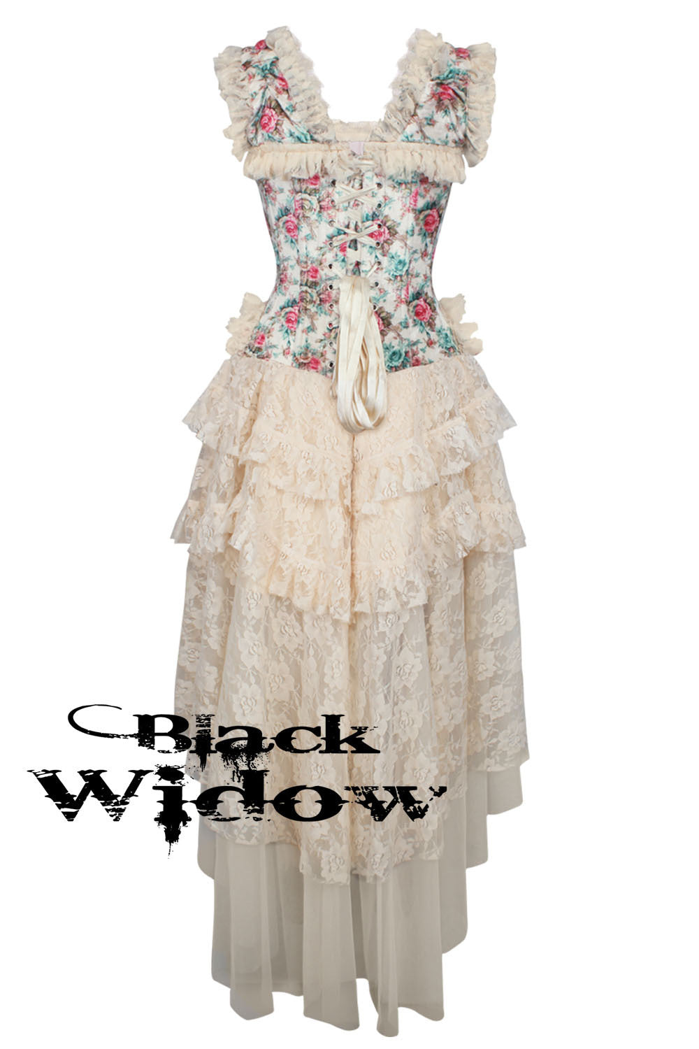 cute white dresses for graduation Victorian Inspired Floral Corset Dress – Blackwidowlondon