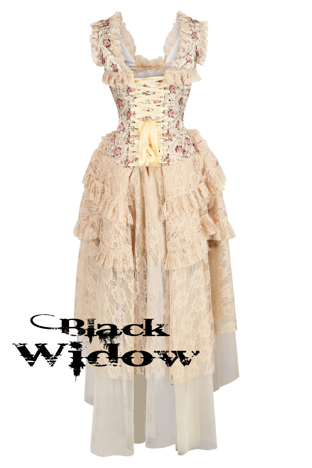 Victorian Inspired Rose Floral Corset Dress – Blackwidowlondon