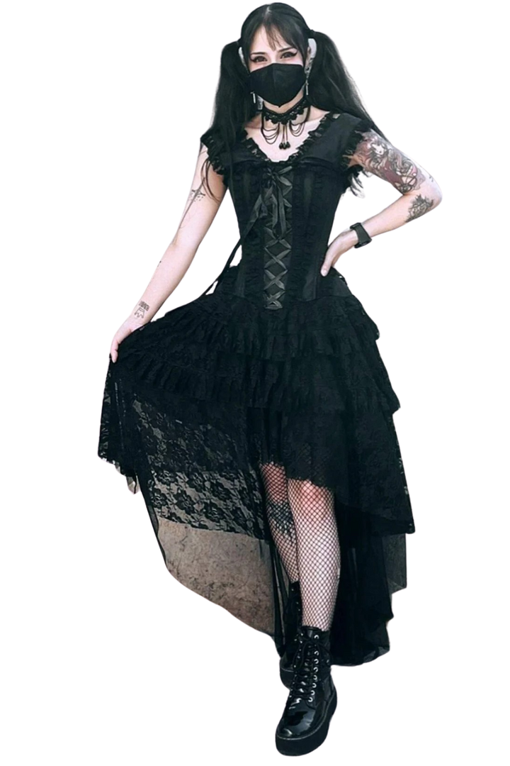 white christmas dresses Victorian Inspired Corset Dress Black Brocade – Blackwidowlondon