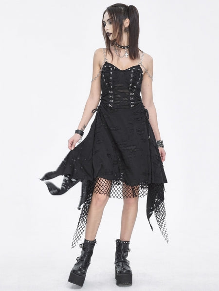 Gothic Ripped Chain Slip dress – Blackwidowlondon