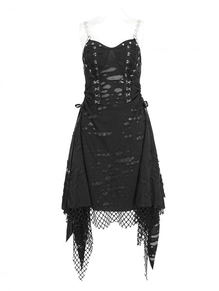 goth slip dress Gothic Ripped Chain Slip dress – Blackwidowlondon