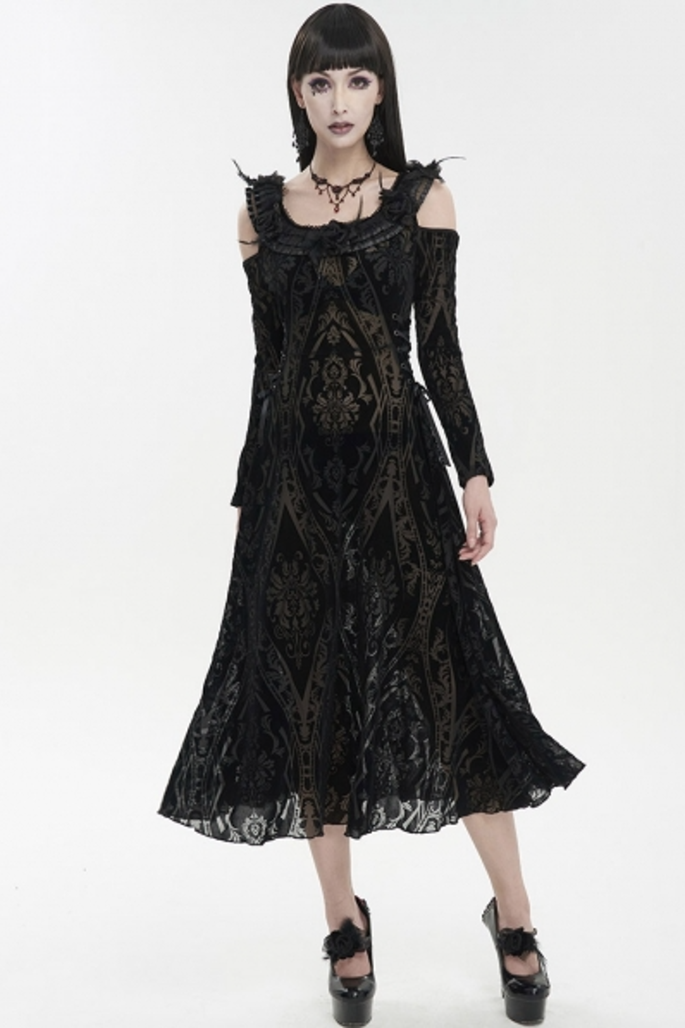 Retro Gothic Long sleeve Party dress Blackwidowlondon