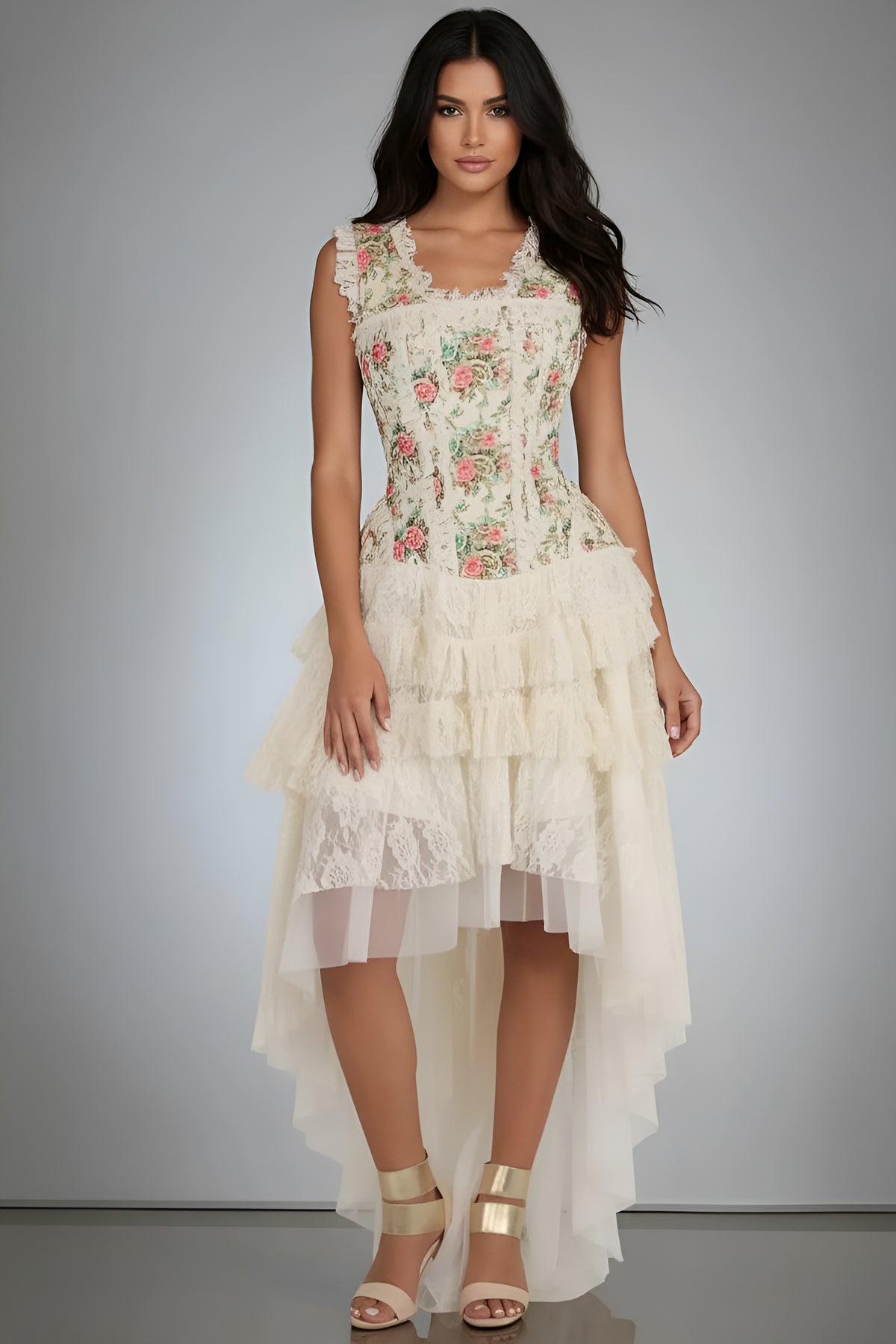 Victorian Inspired Floral Corset Dress – Blackwidowlondon