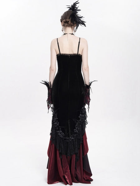 white christmas dresses Crimson Lace Siren Dress – Dark Floral Gothic Bodycon Gown