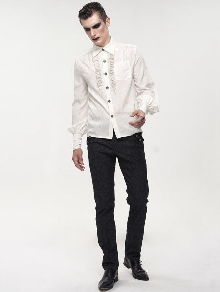 White Gothic Retro Jacquard Shirt – Blackwidowlondon