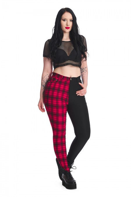 Black and sales red check pants