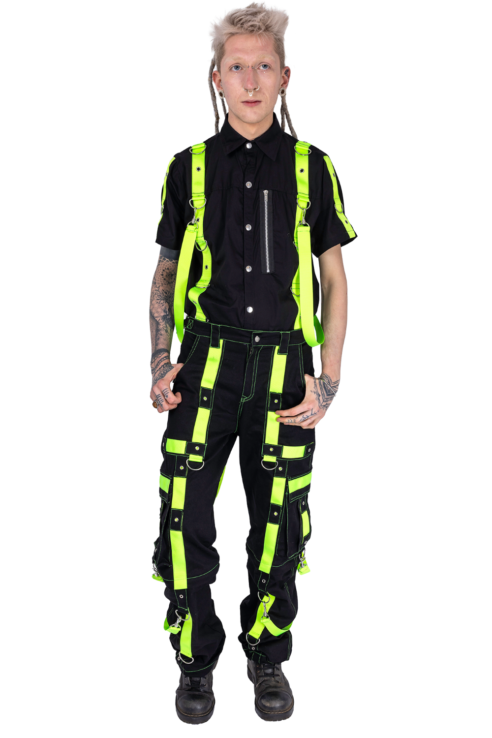 Black and hot sale neon green pants