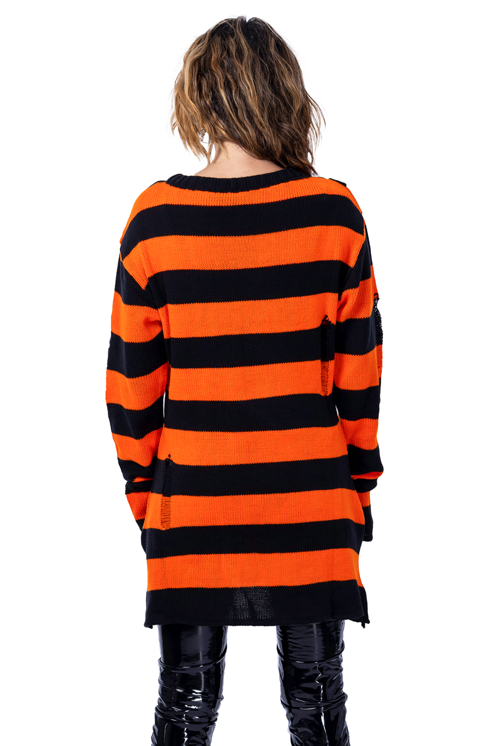 Orange and black striped best sale sweater