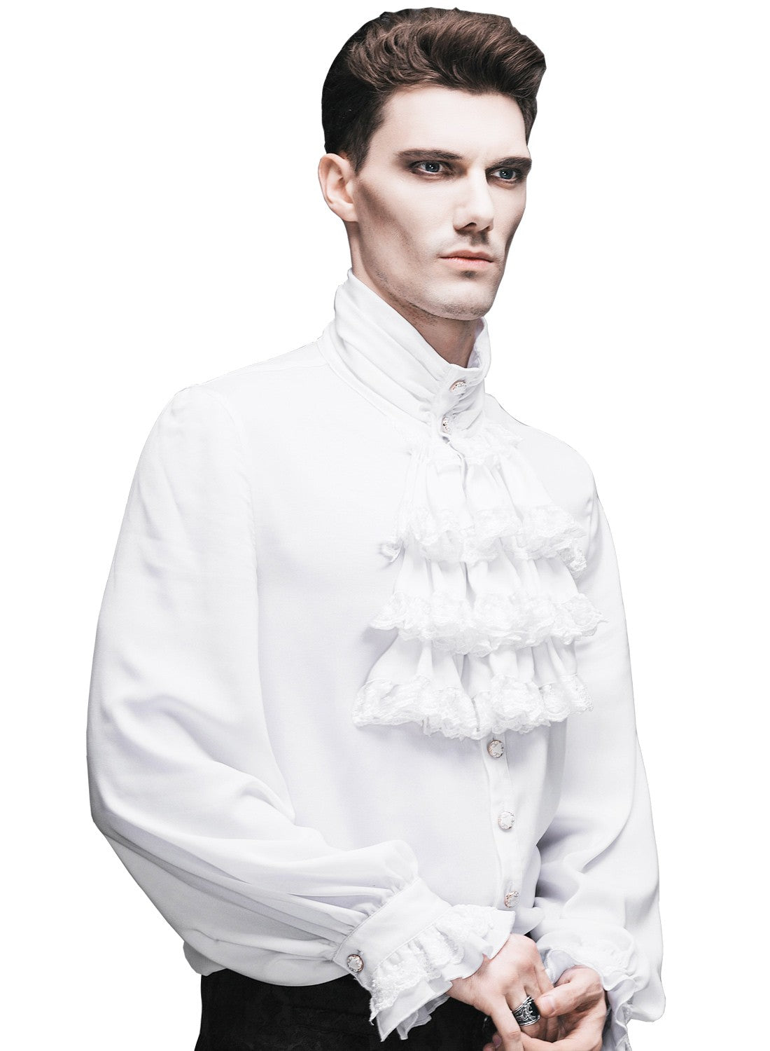 frilly dress shirt mens White Lace Frilly Shirt – Blackwidowlondon